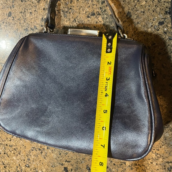 Patricia Nash Gracchi Vintage Leather-Wrapped Frame Satchel Caribbean Blue EUC - Picture 13 of 15